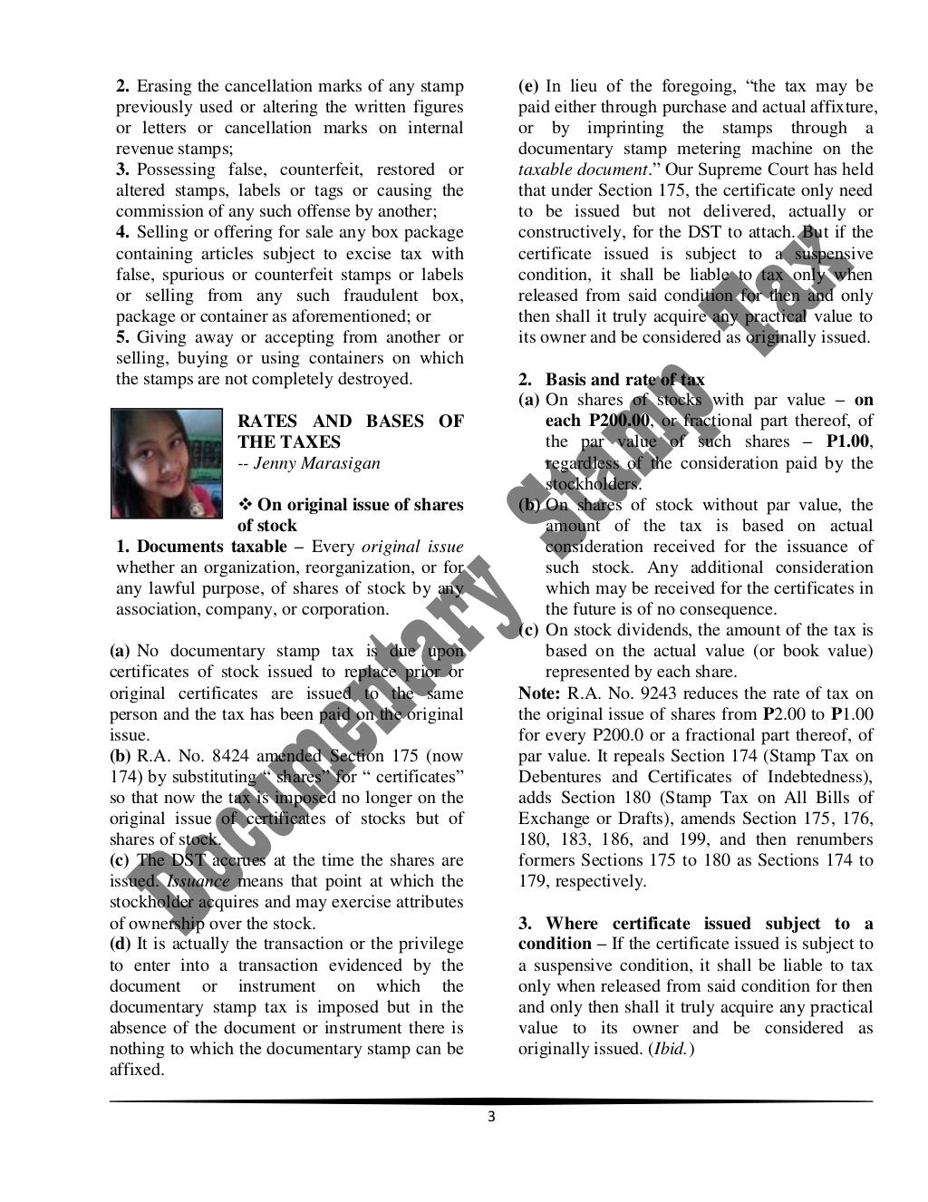 Documentary Stamp Taxes