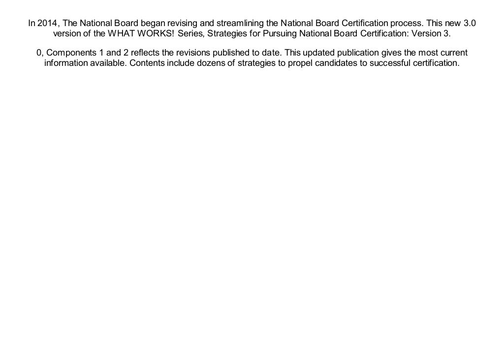  PDF Successful Strategies For Pursuing National Board Certification