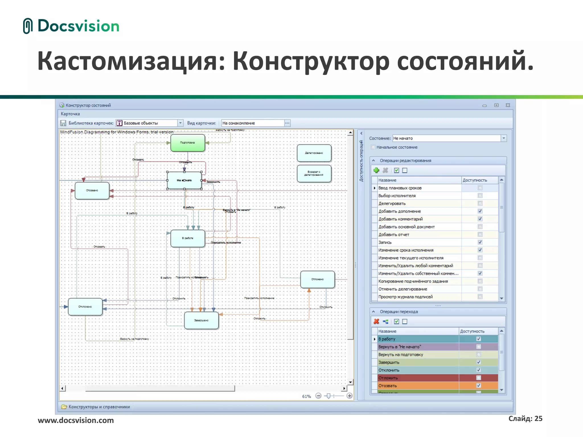 Кастомизация: Конструктор состояний.




www.docsvision.com                Слайд: 25
 