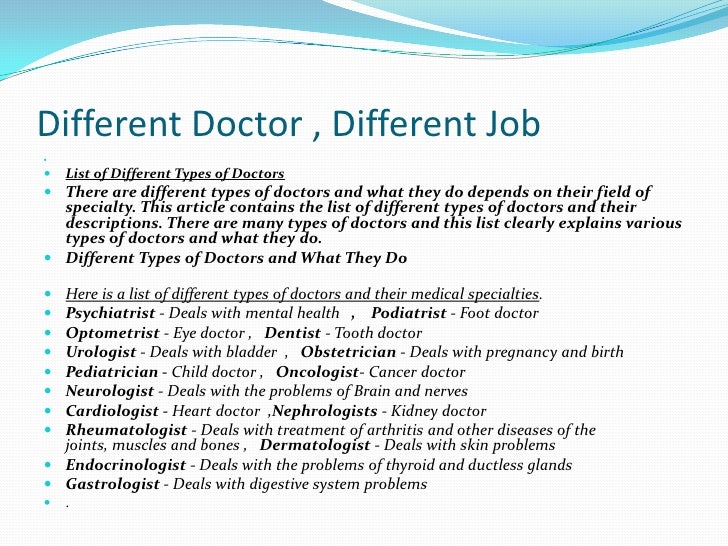 doctor types of doctors
