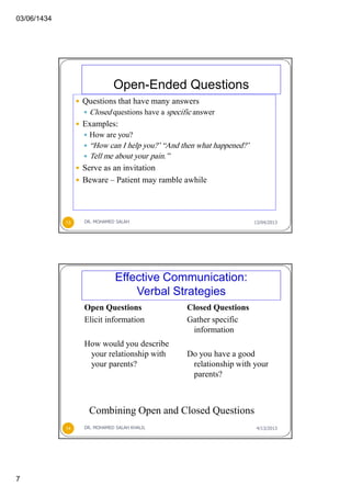 Open Ended Questions Examples Medical Doctor patient communication and relationship | PDF