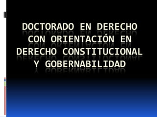 DOCTORADO EN DERECHO
  CON ORIENTACIÓN EN
DERECHO CONSTITUCIONAL
   Y GOBERNABILIDAD
 