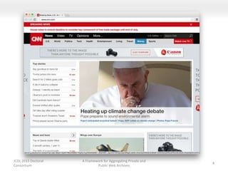 JCDL 2015 Doctoral
Consortium
A Framework for Aggregating Private and
Public Web Archives
4
 