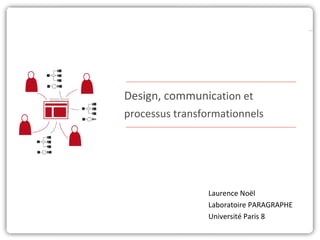 Design, communic ation et  processus transformationnels Laurence Noël  Laboratoire PARAGRAPHE Université Paris 8 