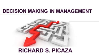 DECISION MAKING IN MANAGEMENT
RICHARD S. PICAZA
 