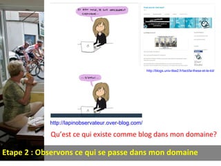 Etape 2 : Observons ce qui se passe dans mon domaine
http://fr.techcrunch.com/2009/06/08/la-carte-mondiale-des-reseaux-sociaux/
Où je veux travailler?
 