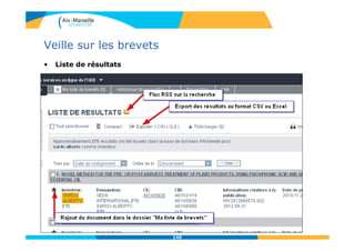140
Veille sur les brevets
• Liste de résultats
 