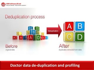 Doctor data de-duplication and profiling
 