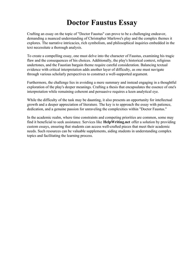 Doctor Faustus Essay. Doctor Faustus Essay Topics PDF