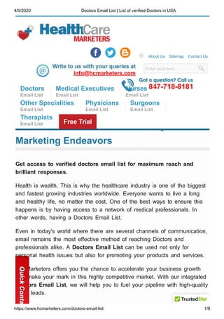 Doctors Email List - HC Marketers