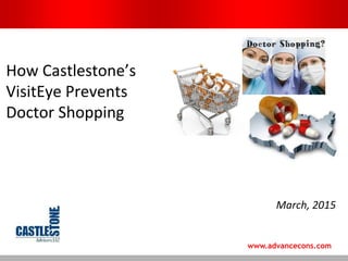 Proprietary and Confidential Intellectual Property of
Castlestone Advisors LLC © 2015
Preventing Doctor Shopping and Opioid Abuse
A special case of Fraud, Waste and Abuse in Health Care
May 28, 2015
 