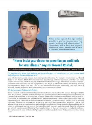 "What is the understanding of infections" - Interview published in Shifa news