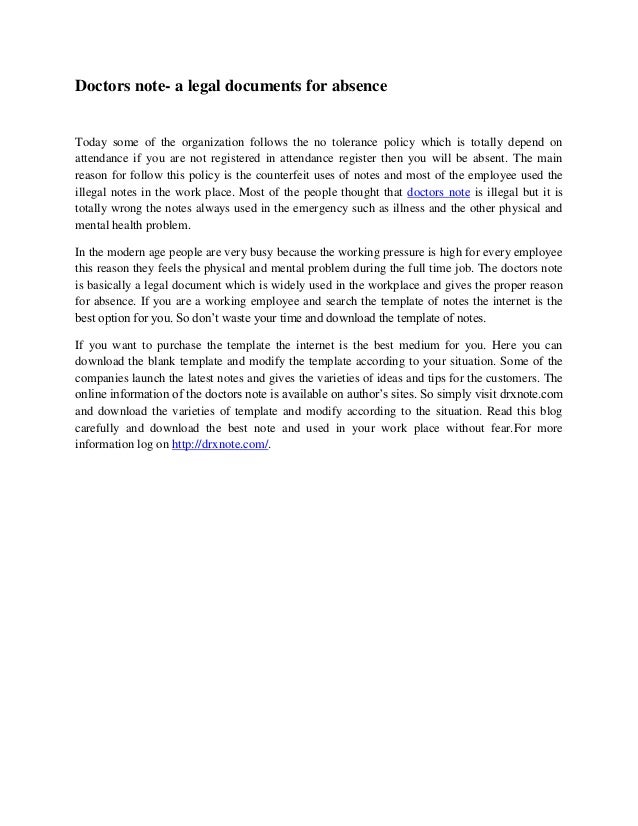 doctors note a legal documents for absence doctos note