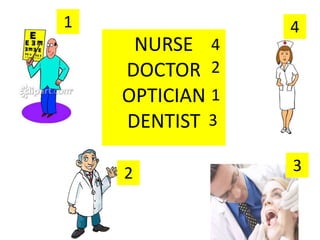 1 4 NURSE DOCTOR OPTICIAN DENTIST 4 2 1 3 3 2 