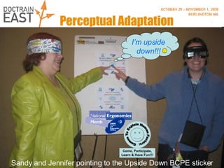 I’m upside down!!! Perceptual Adaptation Sandy and Jennifer pointing to the Upside Down BCPE sticker 
