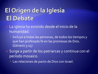 ¿Qué es la Iglesia?La congregación del pueblo de Dios en Cristo, que se reúne en su calidad de ciudadanos del reino de Dios. Efesios 2:19-20“Lo que estoy tratando de decir es lo siguiente: Todos ustedes, en conjunto, forman el cuerpo de Cristo, y cada uno es miembro individual y necesario del mismo.” 1 Corintios 12:27 (La Biblia al Dia)