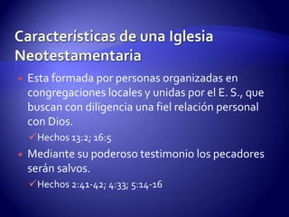 Naturaleza de la IglesiaLa Iglesia es un ministerio espiritual (Diakonia)Sirve mediante el uso de los dones (carismata)
