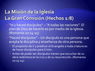 Los Privilegios y Las ResponsabilidadesTiene el privilegio de recibir las enseñanzas y el alimento espiritual en los cultos. Tiene la responsabilidad de estudiar la Biblia diariamente por si mismo: 2 Timoteo 2:15. Tiene la responsabilidad de ser defensor de la fe, o sea de las doctrinas bíblicas enseñadas por la iglesia. (Judas 3). Hay que rechazar las doctrinas falsas.