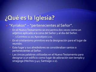 ¿Qué es la Iglesia?"ekklesia" - Para los griegos en el siglo V a.C., significaba una asamblea de ciudadanos reunidos con un propósito concreto. Los miembros del cuerpo legislativo (como un congreso) eran llamados de sus negocios y/o hogares a una asamblea, por un pregonero, para tratar asuntos de la ciudad cuando fuere necesario.Esta convocatoria podía ser hasta cuarenta veces al año.El empleo griego de la palabra "ekklesia" puede referirse a cualquier asamblea de personas, aunque constituyera un cuerpo o un tumulto desorganizado (Hechos 19:32; 41). 