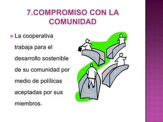  La   cooperativa
 trabaja para el
 desarrollo sostenible
 de su comunidad por
 medio de políticas
 aceptadas por sus
 miembros.
 