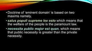 Doctrine of Eminent Domain Share Document PPT | PDF