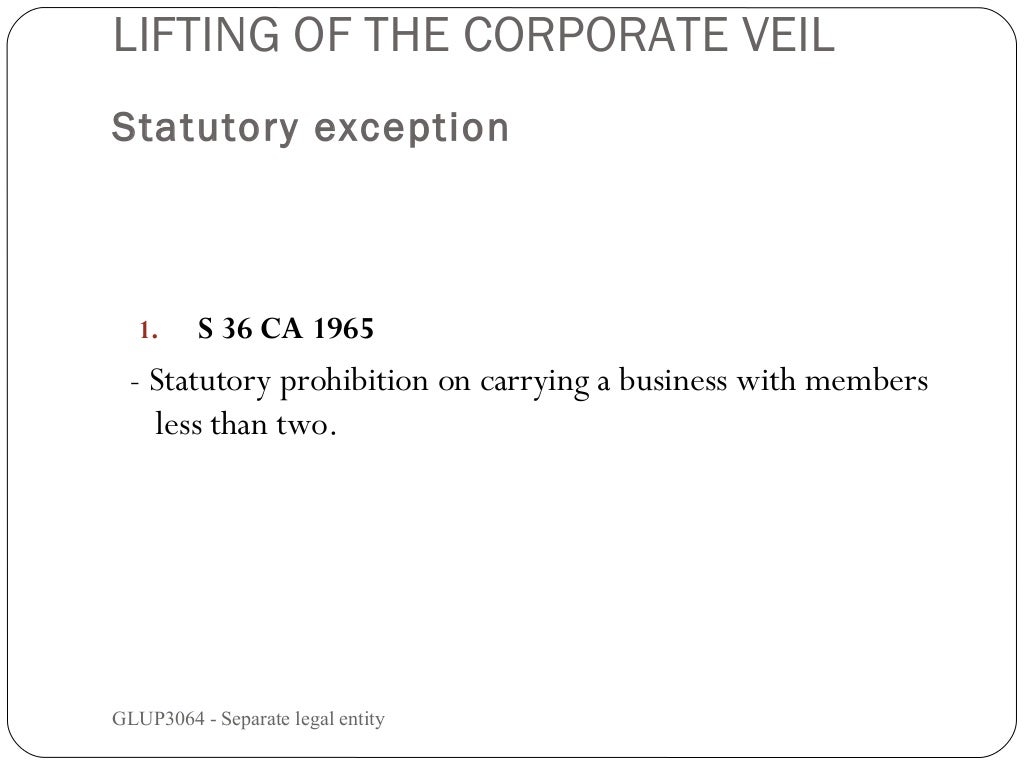 Doctrine of separate_legal_entity company law
