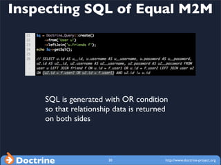 Inspecting SQL of Equal M2M




       SQL is generated with OR condition
       so that relationship data is returned
   ...
