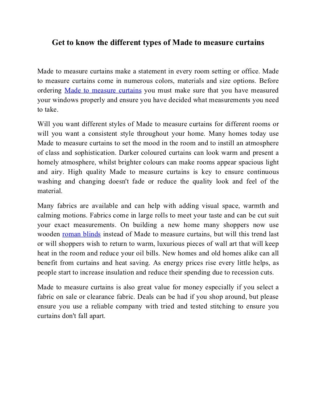 Get to Know the Different Types of Made to Measure Curtains