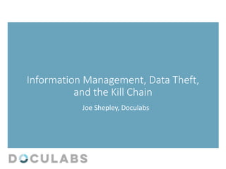 Information Management, Data Theft,
and the Kill Chain
Joe Shepley, Doculabs
 