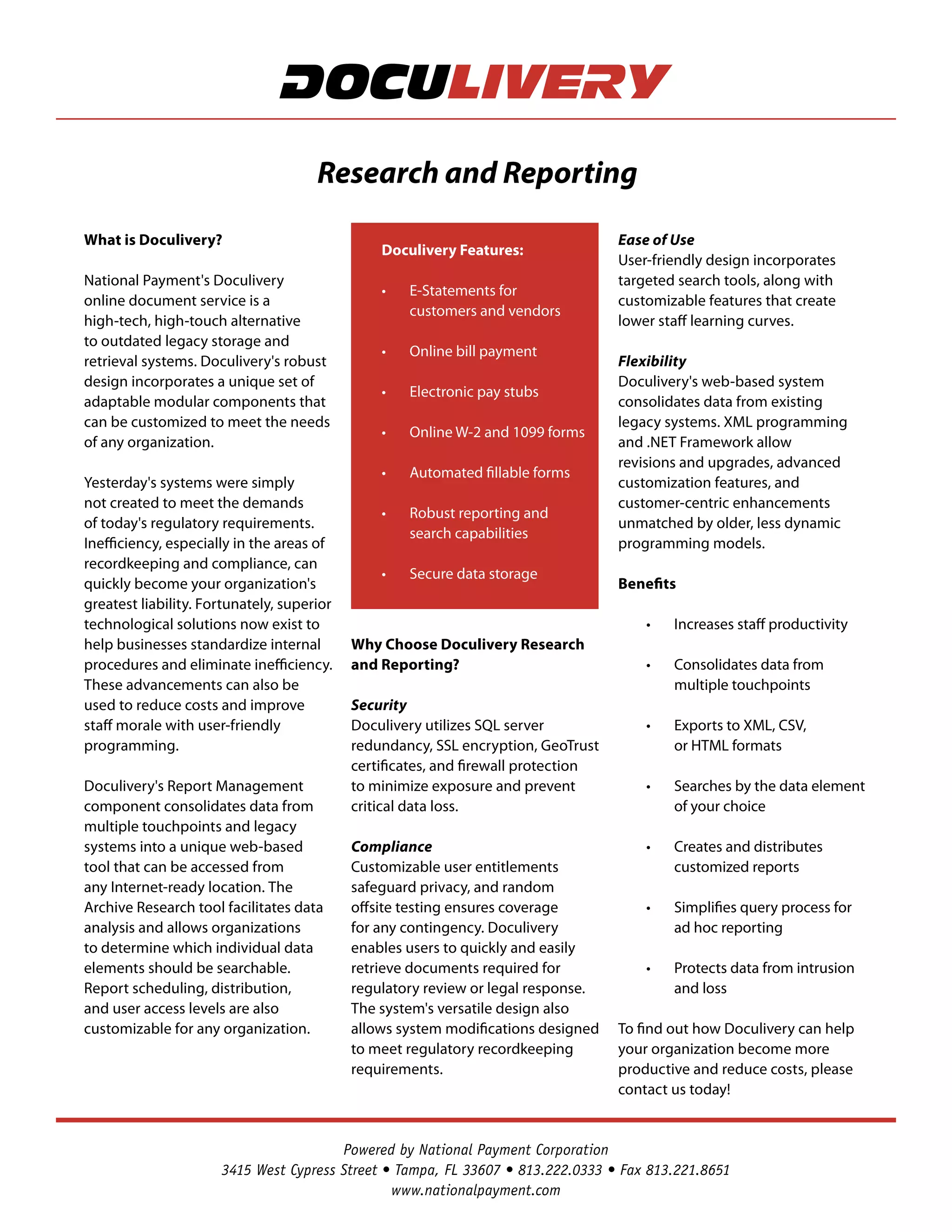 Doculivery Brochure - Online Statements Simplified | PDF
