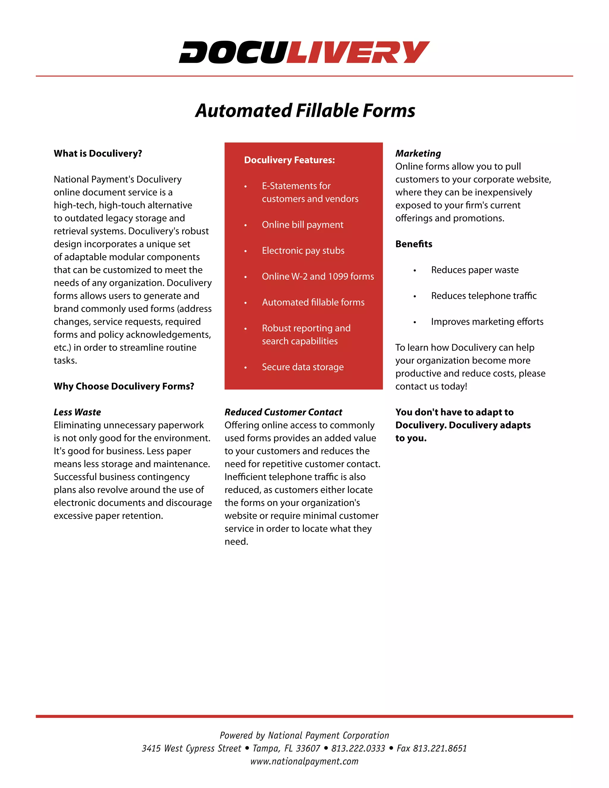 Doculivery Brochure - Online Statements Simplified | PDF