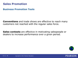 Sales Promotion
Conventions and trade shows are effective to reach many
customers not reached with the regular sales force...