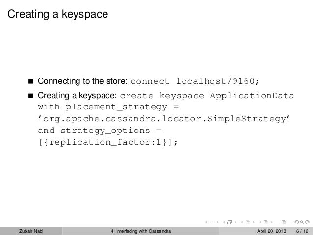 cassandra create keyspace strategy_options