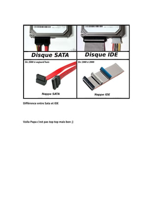 Différence entre Sata et IDE
Voila Papa c'est pas top top mais bon ;)
 