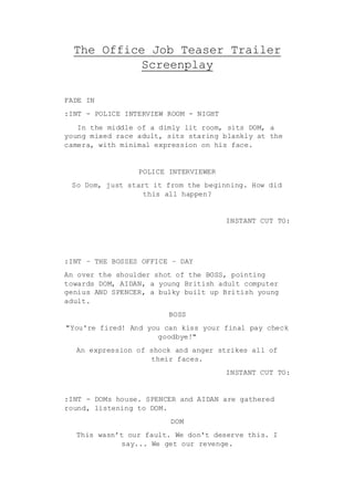 The Office Job Teaser Trailer Script | DOCX