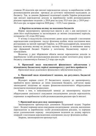 2
ставкою 20 відсотків при виплаті нерезидентам доходу за виробництво та/або
розповсюдження реклами призведе до суттєвого ...