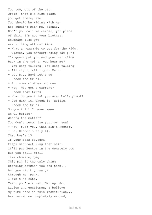 Blood In, Blood Out Movie Script — Page – TWMWFE