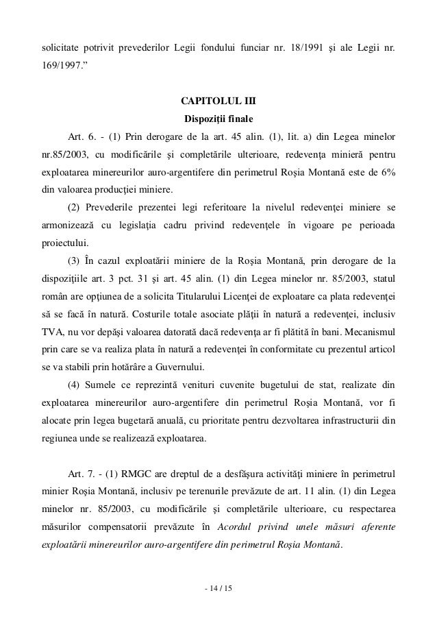 Proiectul De Lege Privind Rosia Montana