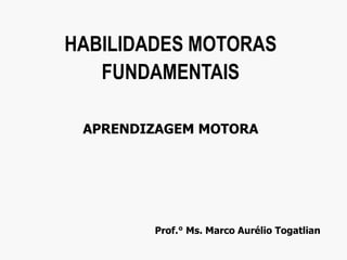 Prof.° Ms. Marco Aurélio Togatlian
HABILIDADES MOTORAS
FUNDAMENTAIS
APRENDIZAGEM MOTORA
 