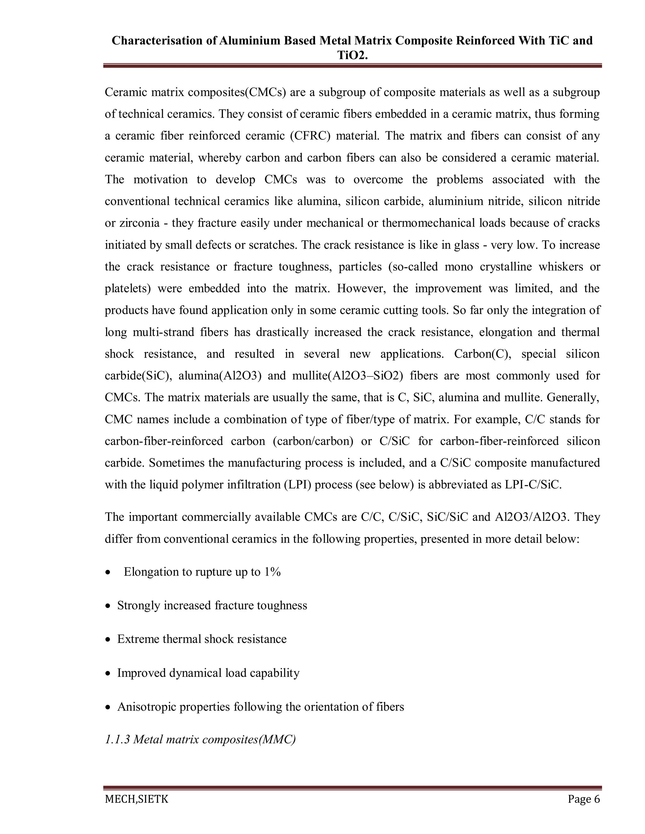 Characterisation of Aluminum based metal matrix composite reinforcement ...