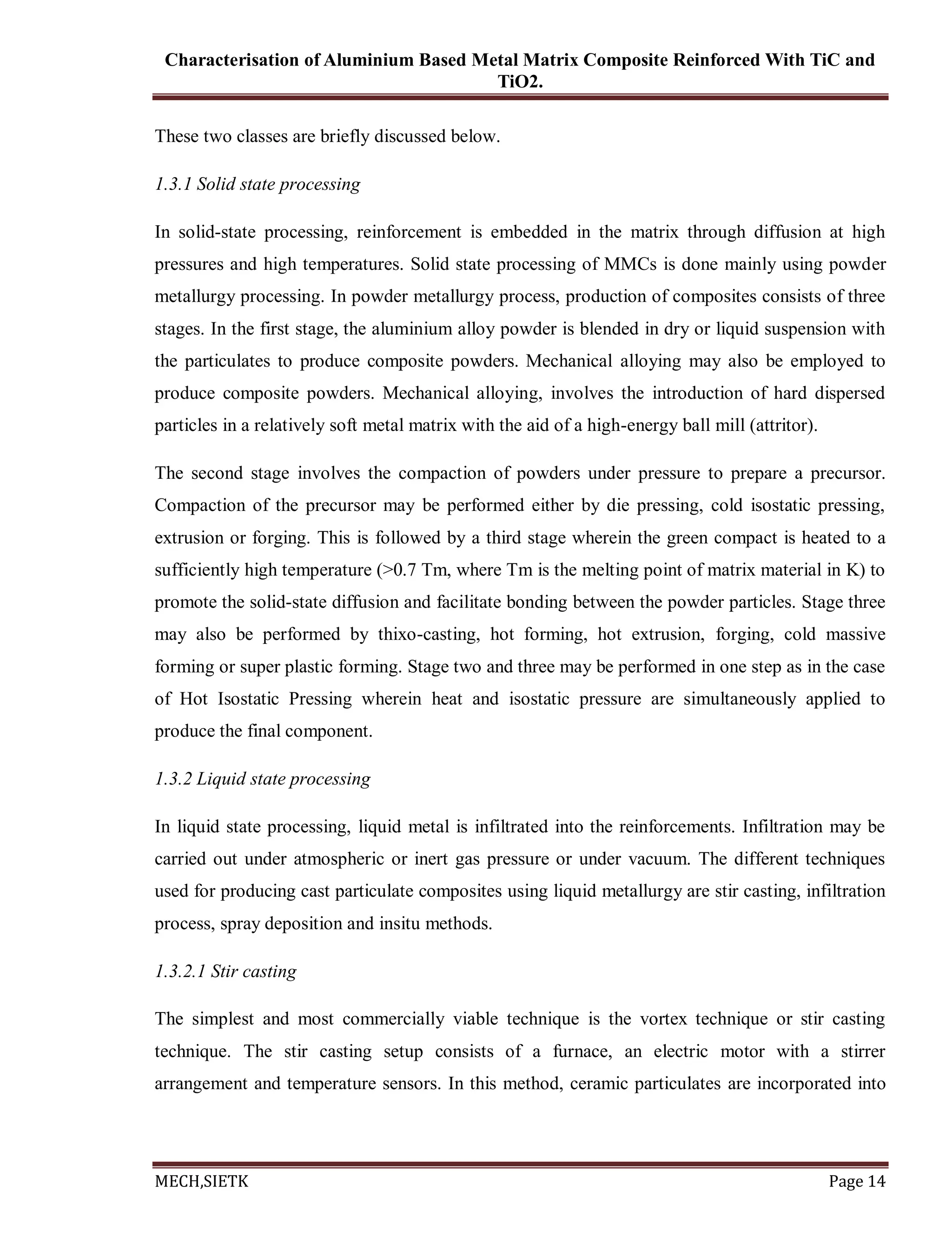Characterisation of Aluminum based metal matrix composite reinforcement ...