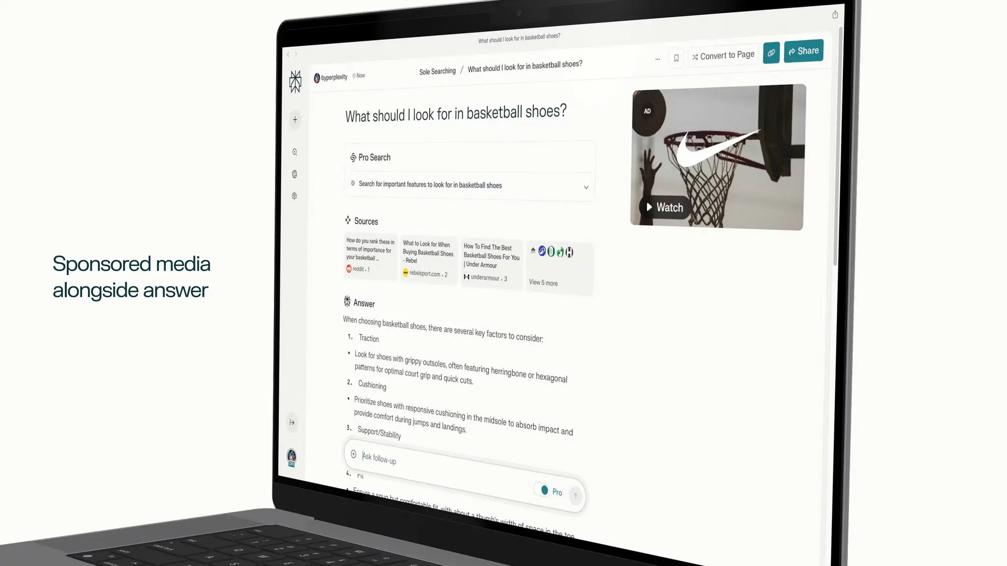 Sponsored media
alongside answer
 