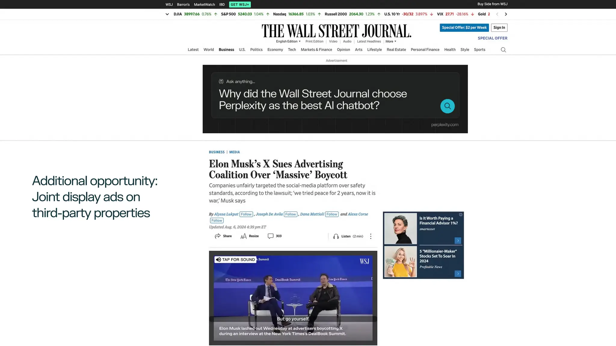Additional opportunity:
Joint display ads on
third-party properties
 