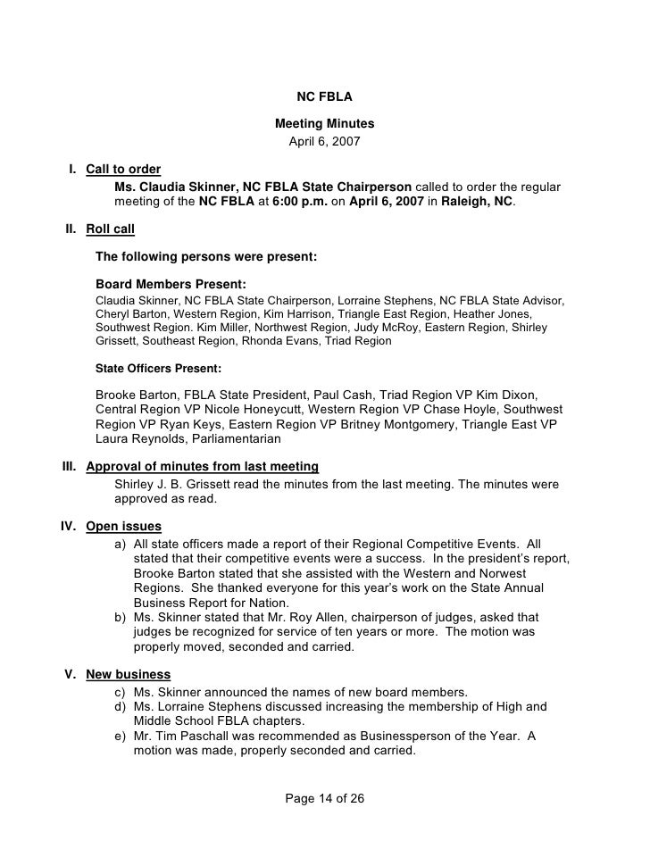 meeting minute examples