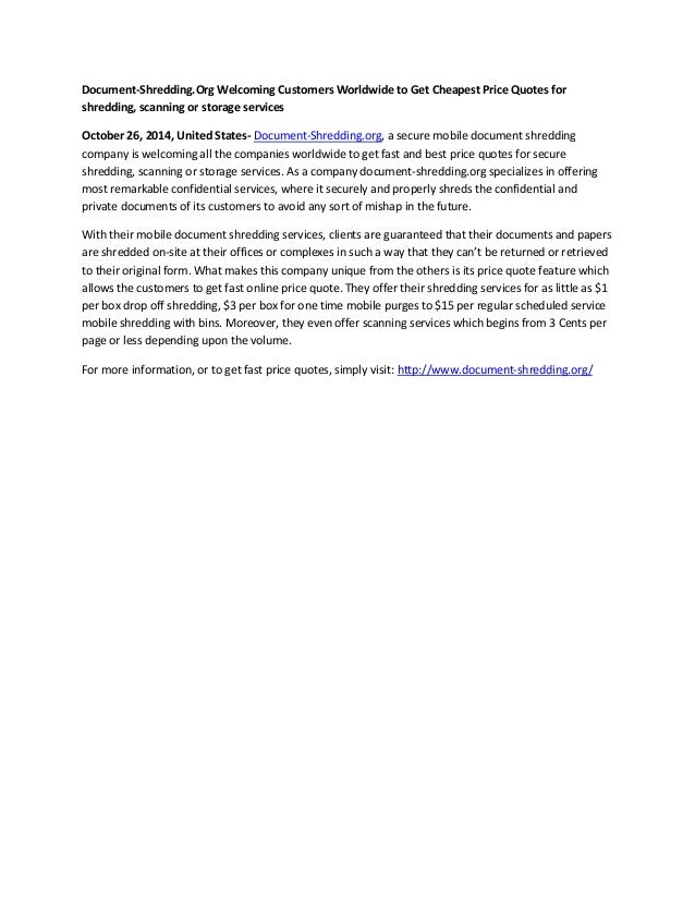 Paper shredding services prices