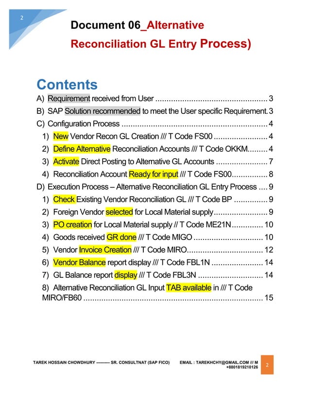 Document 06 Alternative reconciliation GL entry process in SAP | PDF