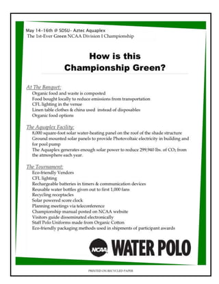 Marketing Flyer- 1st NCAA Green Championship