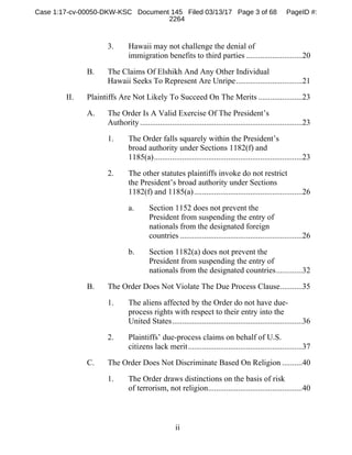 ii
3. Hawaii may not challenge the denial of
immigration benefits to third parties ............................20
B. The C...