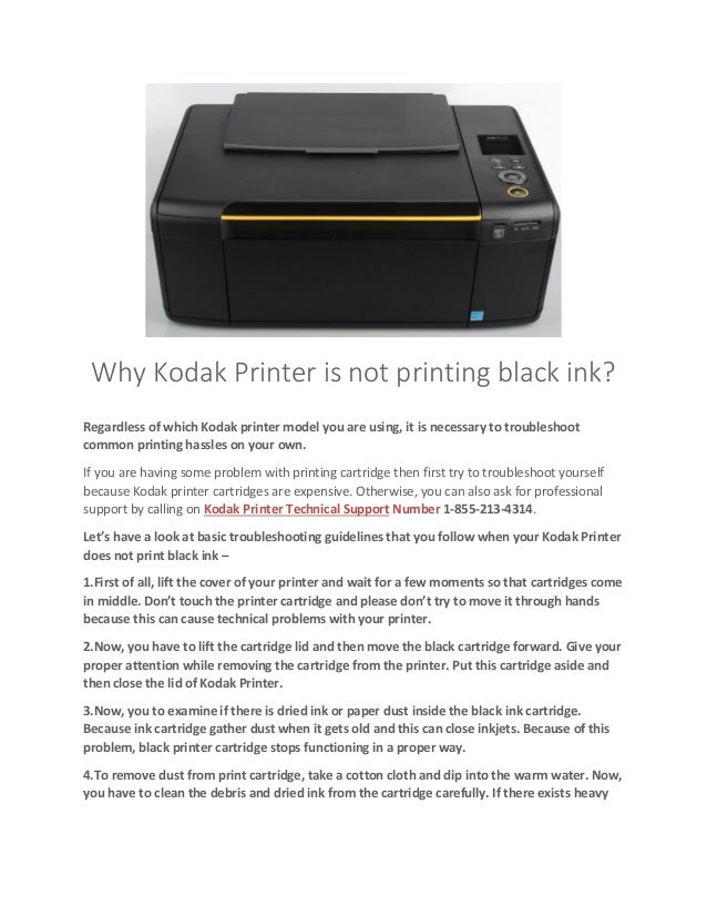 why kodak printer is not printing black ink