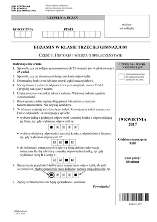 Układ graficzny
© CKE 2015
Arkusz zawiera informacje
prawnie chronione do momentu
rozpoczęcia egzaminu.
UZUPEŁNIA UCZEŃ
KO...